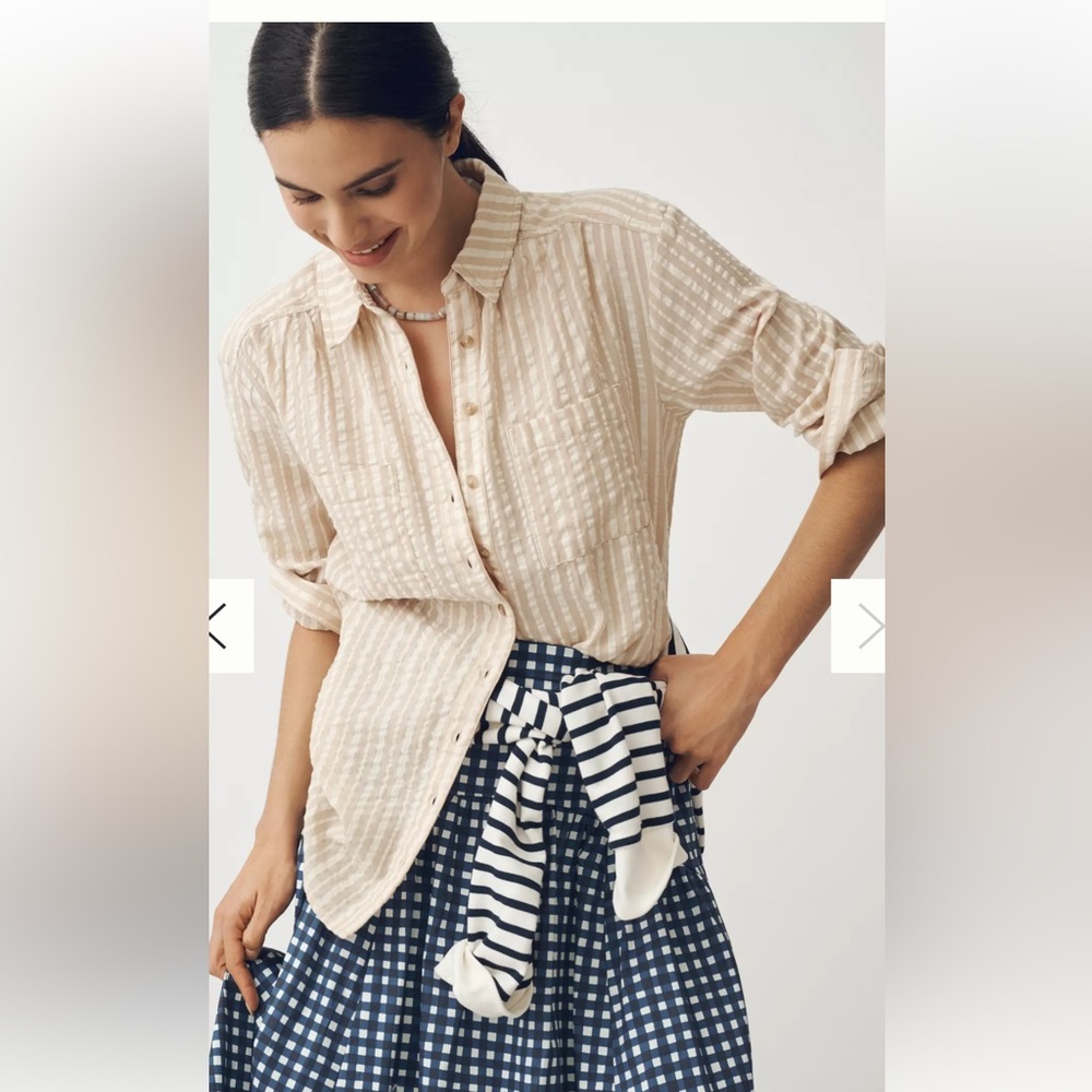 Pilcro Hadley Relaxed Striped Button-Down Shirt